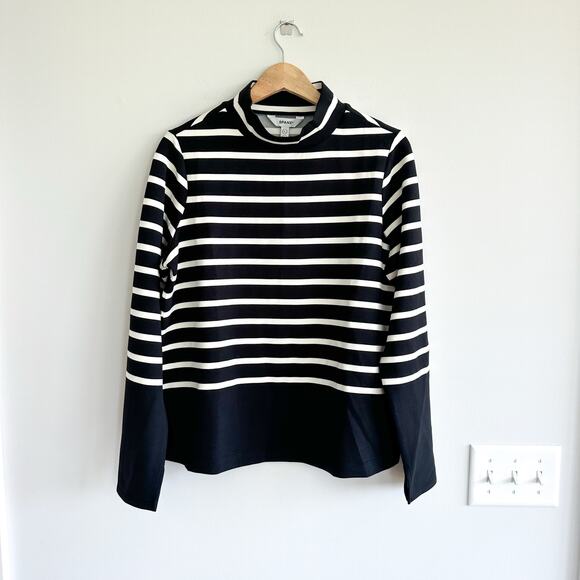 Spanx x Evereve Air Essentials Mock Pullover Striped Black/Porcelain L NWT - Picture 2 of 10
